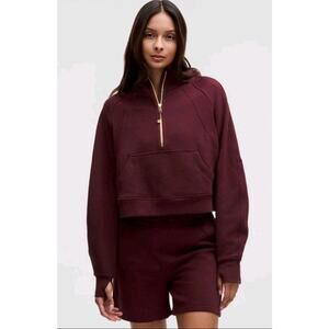 Lululemon Scuba Oversized Half Zip Hoodie Garnet Gold Cropped Cozy Athleisure